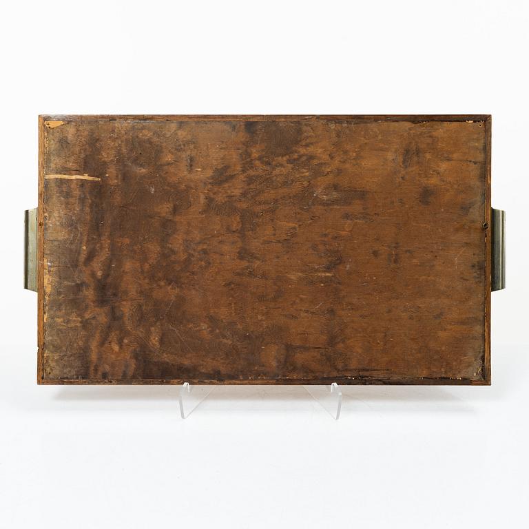A Linder, tray "Cocktail", model number 67, Mjölby Intarsia, 1940s.