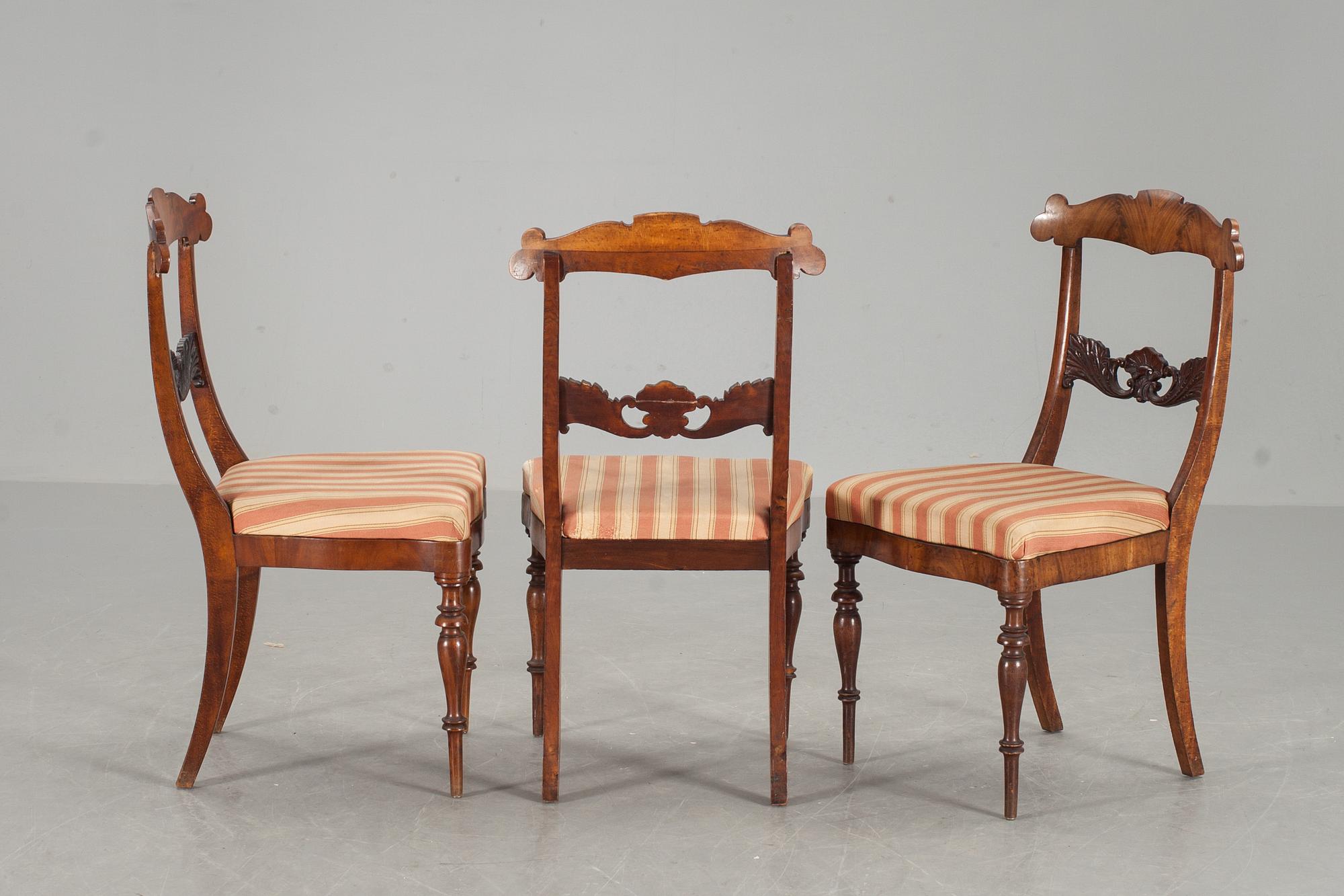 STOLAR, 3 stycken, senempire, 1800-talets andra hälft.