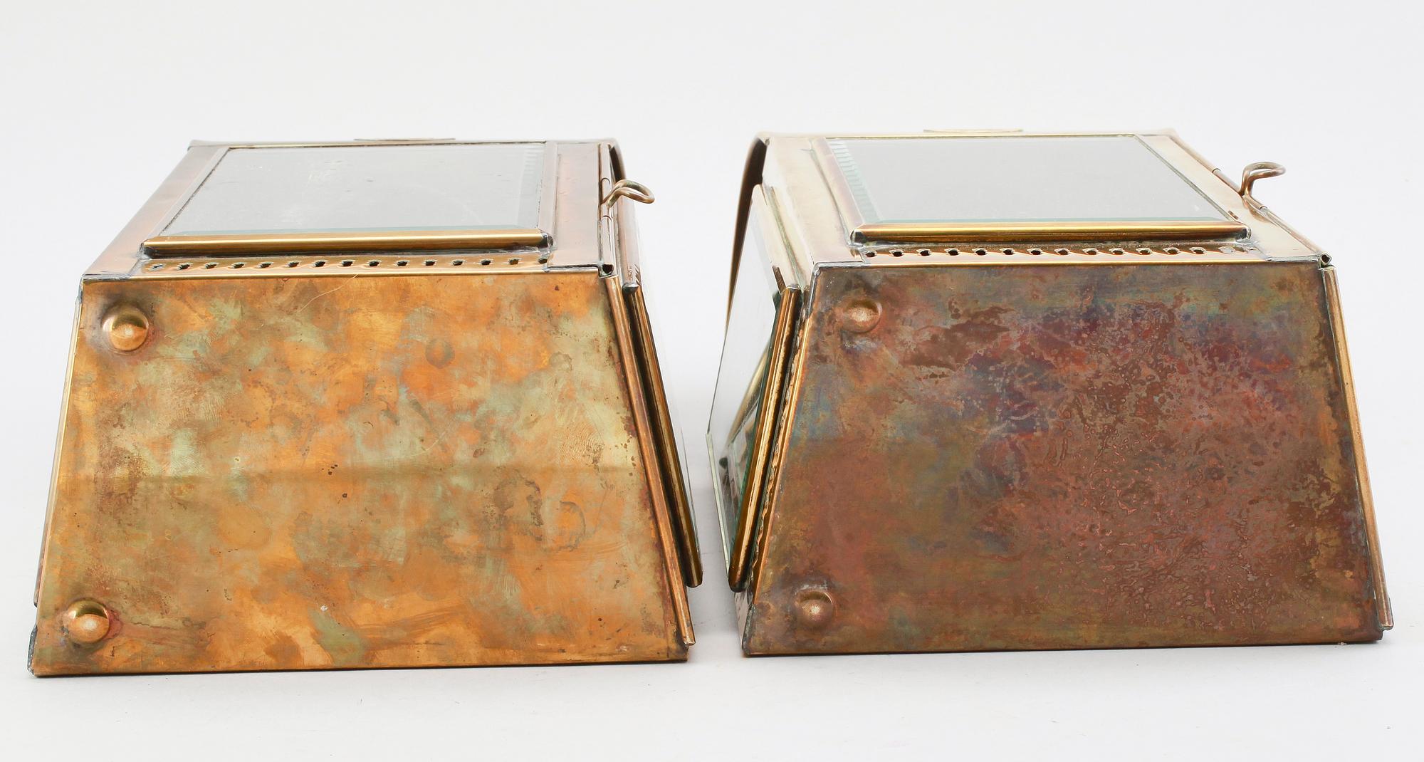 LYKTOR, 2 st, mässing, Davey & Co, London, 1900-tal.