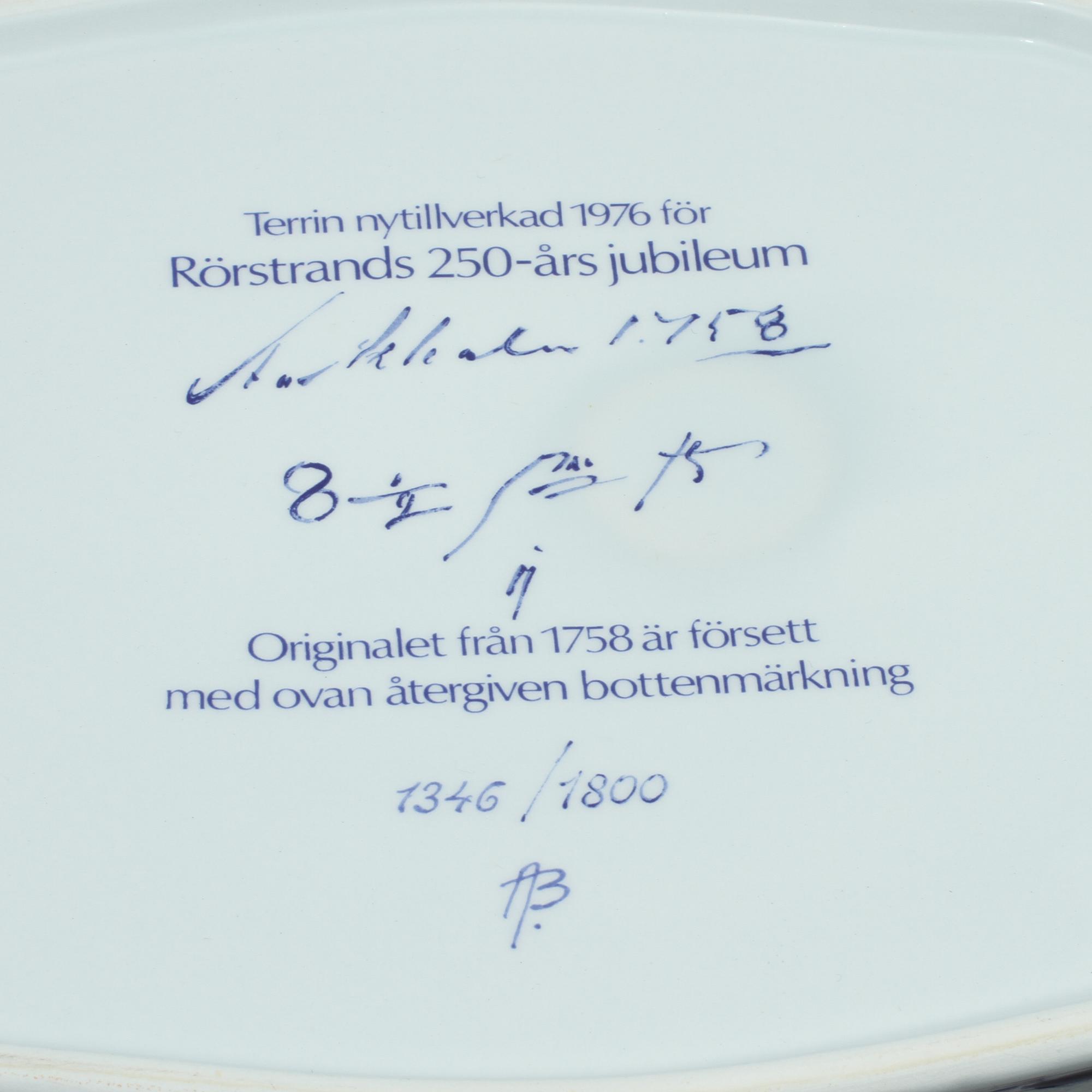 TERRIN, porslin, rokokostil, Rörstrand, 1976, numrerad 1346/2000.