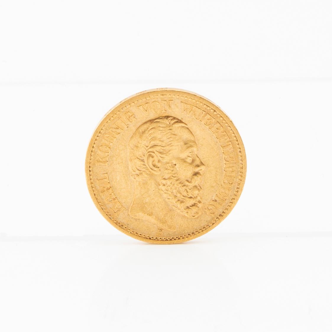 Gold coin 20 marks 1873 German Empire (Württemberg) Karl I.