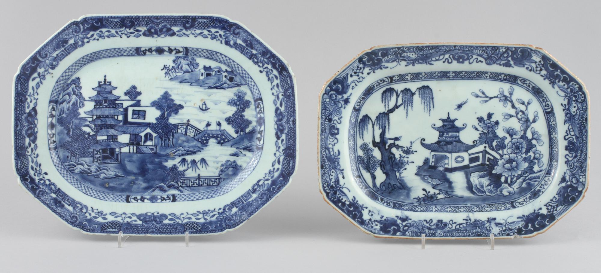 STEKFAT, 2 st, porslin, Kina, 1700-tal.