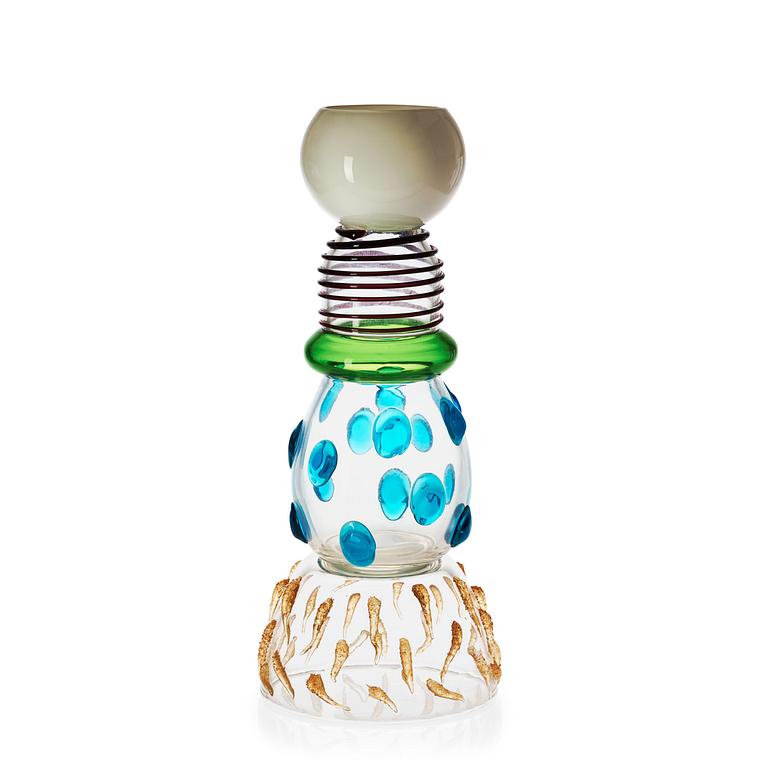 ETTORE SOTTSASS, vas, "Alcor", Toso Vetri d'Arte, Memphis, Milano, Italien.