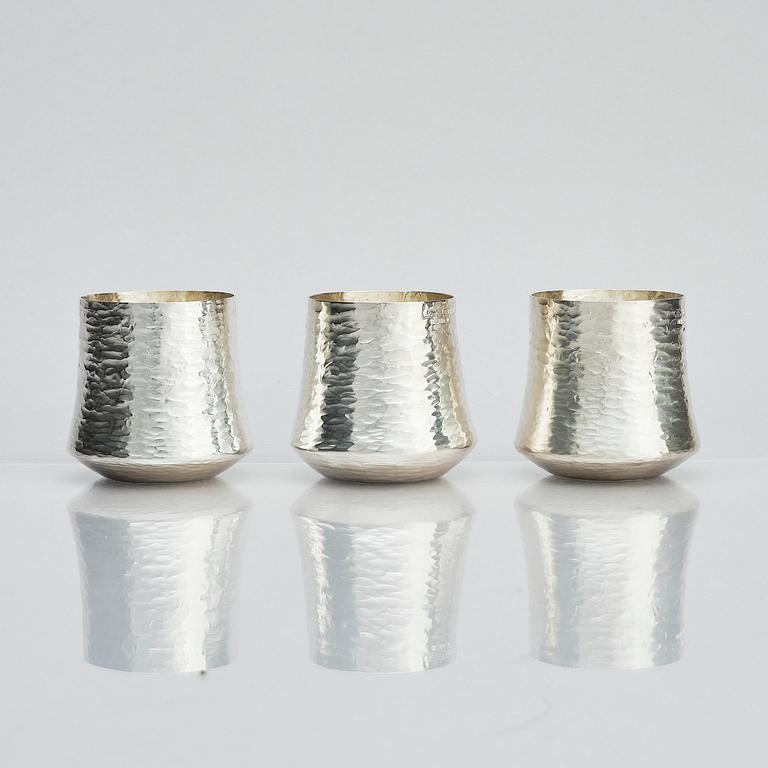 Tapio Wirkkala, a silver pitcher with six beakers, Kultakeskus, Tavastehus Finland 1970-80's.