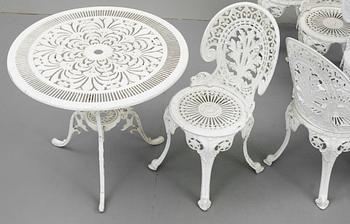 TRÄDGÅRDSMÖBLER, 7 delar, metall, 1900-tal.