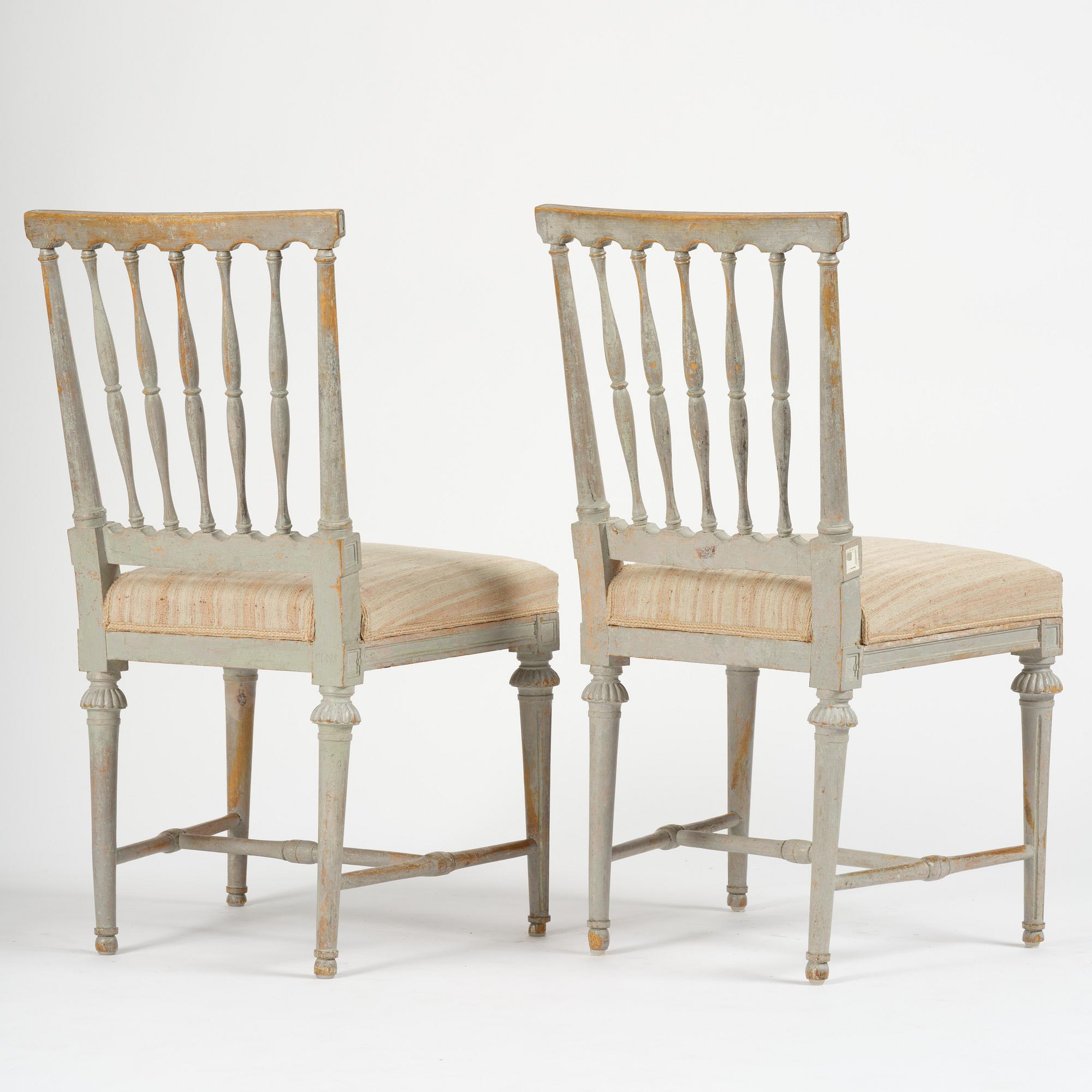 A pair of Gustavian chairs by C. J. Wadström (master in Stockholm 1788-1816).