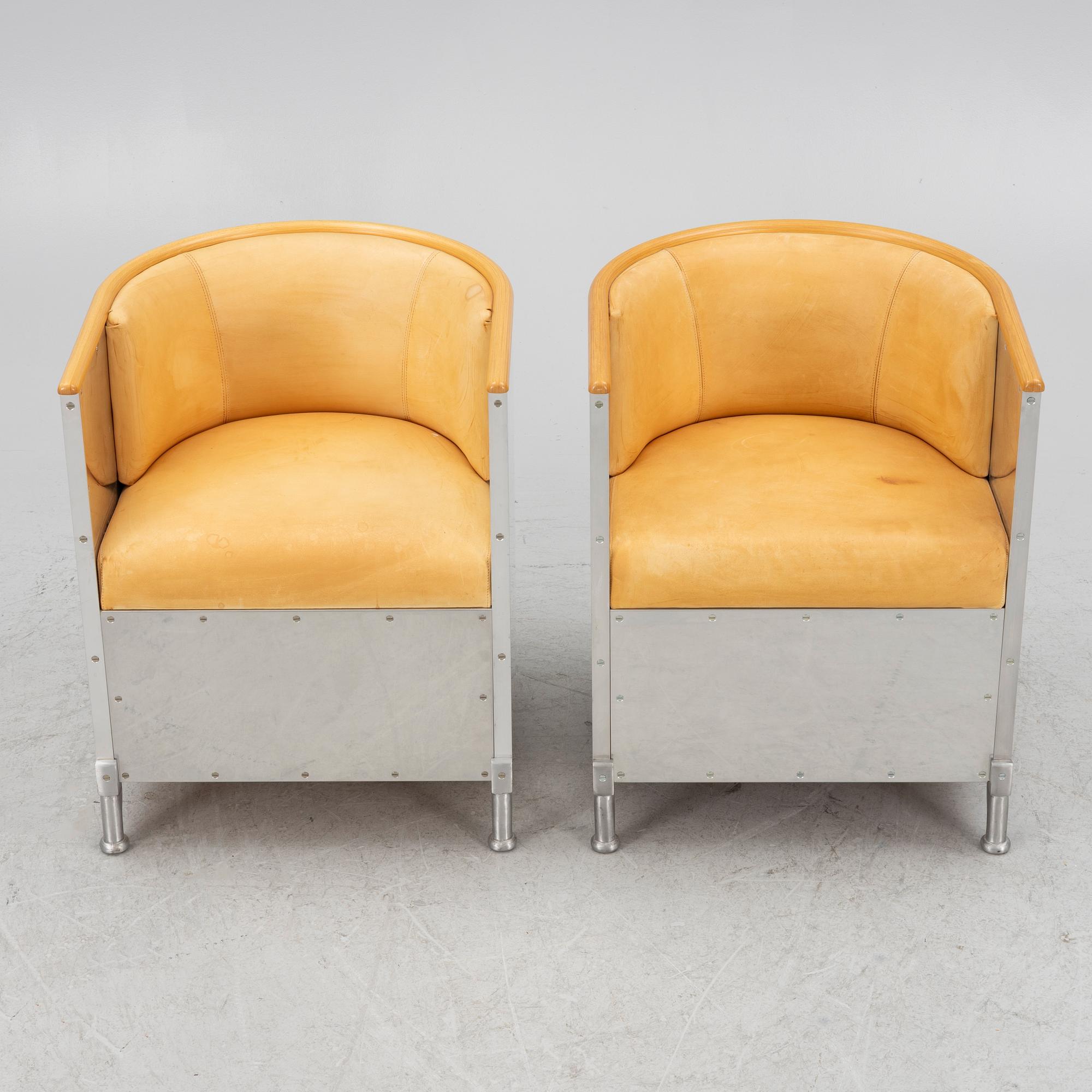 Mats Theselius, fåtöljer, ett par, "Aluminiumfåtölj", Källemo, Värnamo, efter 1990.