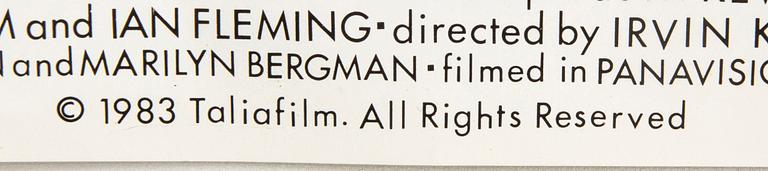 Filmaffisch James Bond "Never say never again", Belgien 1983.