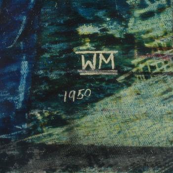 WALDEMAR MARBERG, färgetsning, monogramsignerad, daterad 1950.