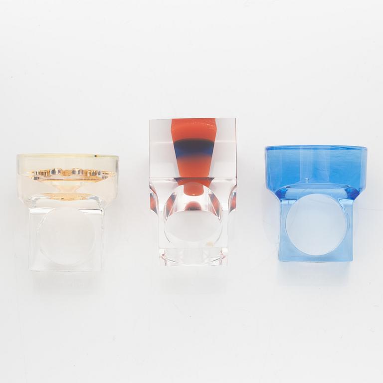 Siv Lagerström, three acrylic plastic rings, 1970s.