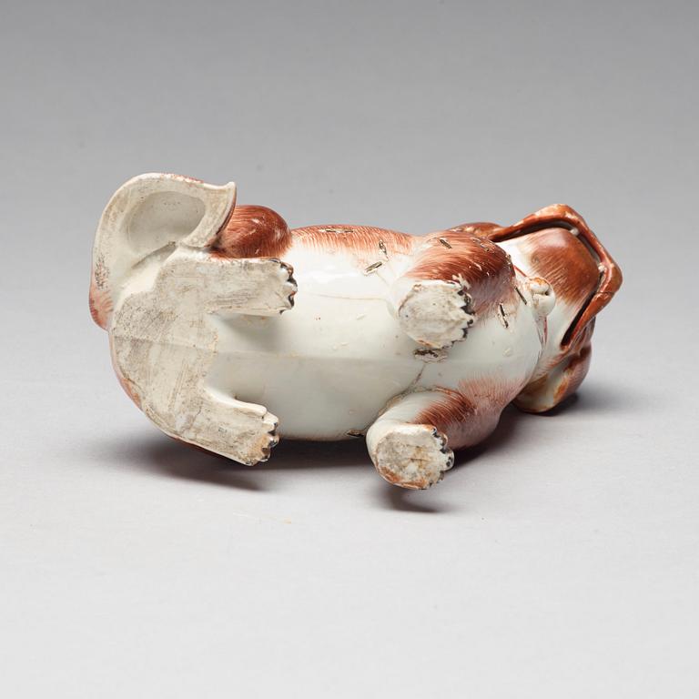 A Chinese porcelain figure of a pug dog, Qing dynasty, Qianlong (1736-95).