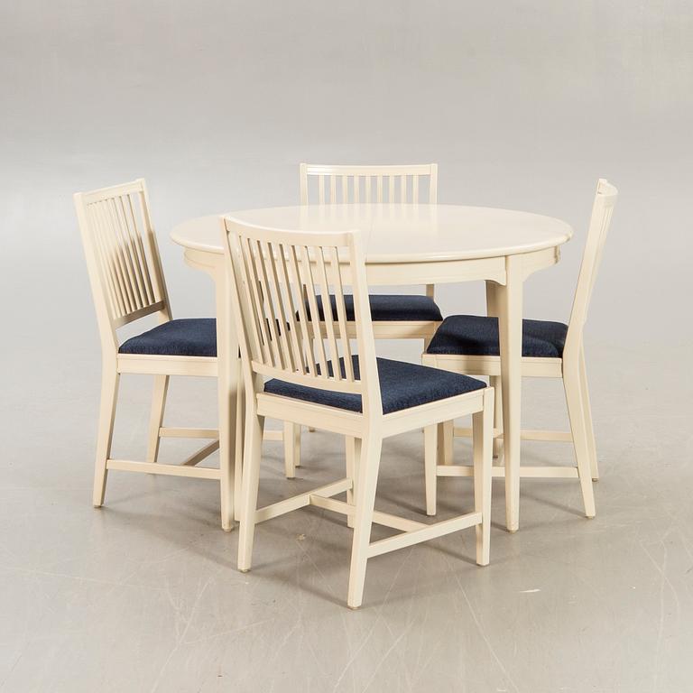 Svante Skogh, dining table plus 2 extension leaves, 4 chairs, second half of the 20th century.