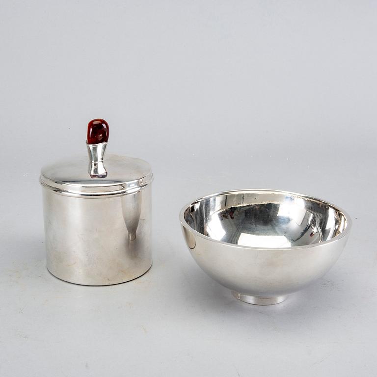 Anders Olsson skål samt ask med lock silver Mexiko 1900-tal.