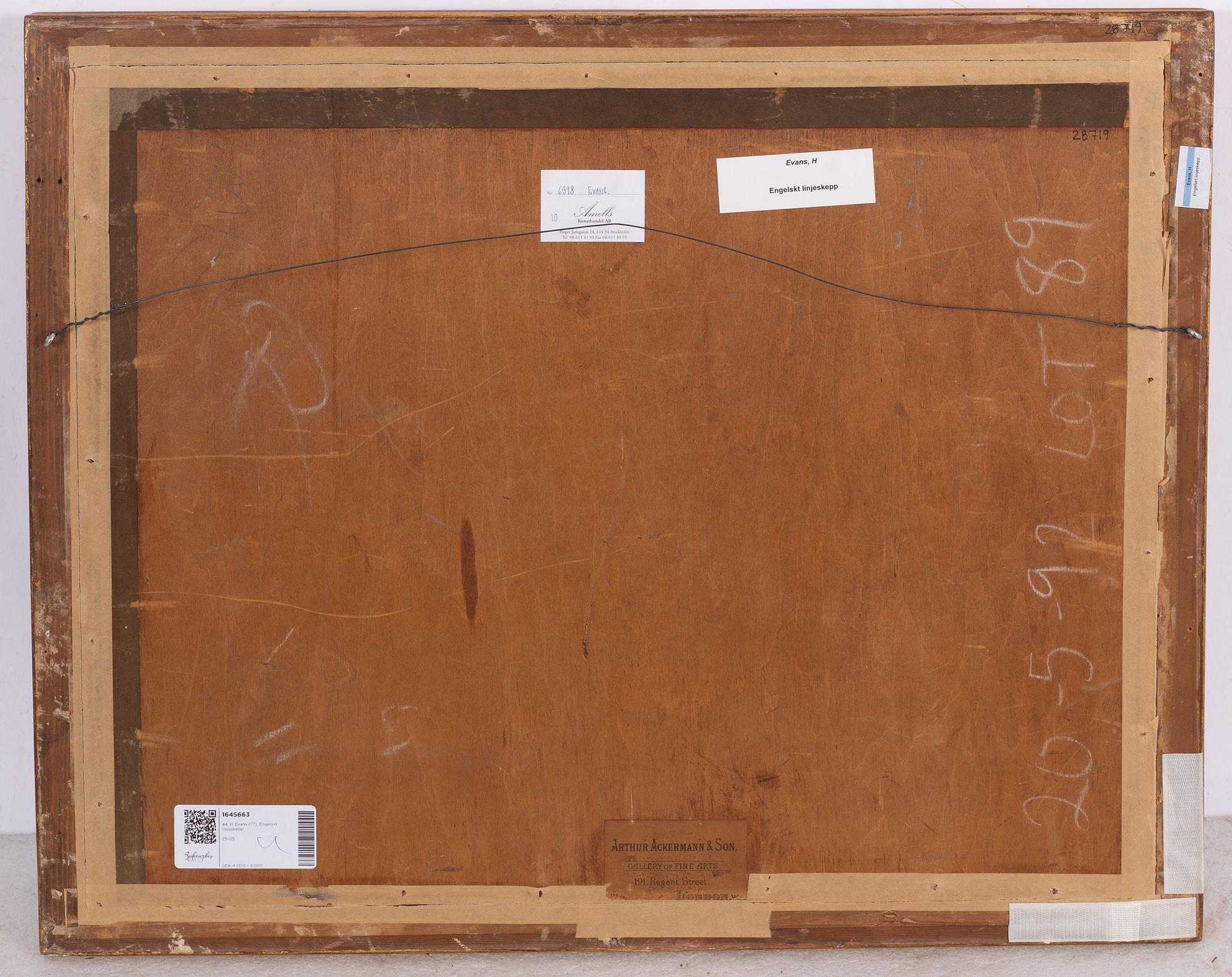 H Evans, 17th/18th century, English line ship off the coast.