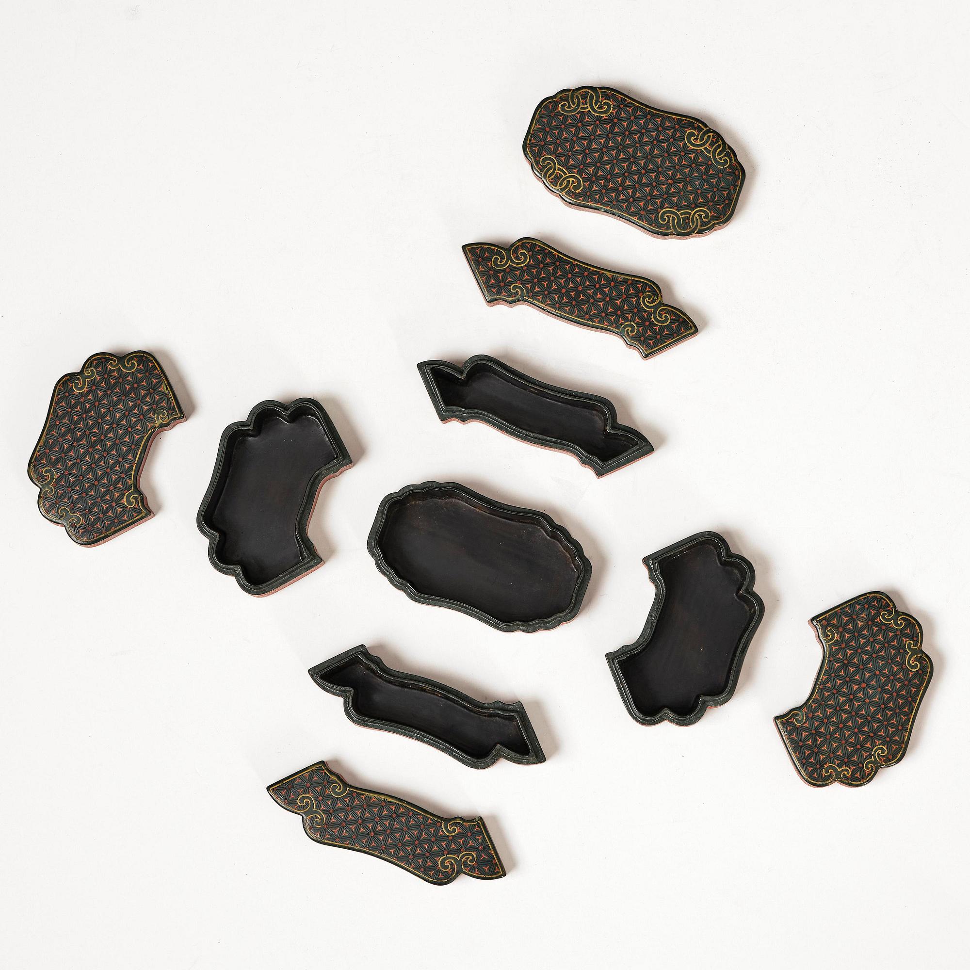 A fine carved lacquer box and cover with tianqi lacquer inset boxes and covers, Qing dynasty, Qianlong (1736-95).