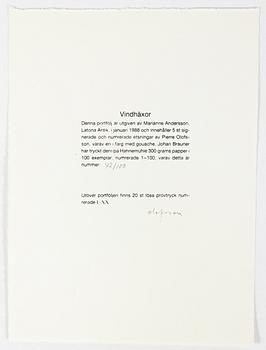 Pierre Olofsson, "Vindhäxor". mapp med 5 färgestningar.