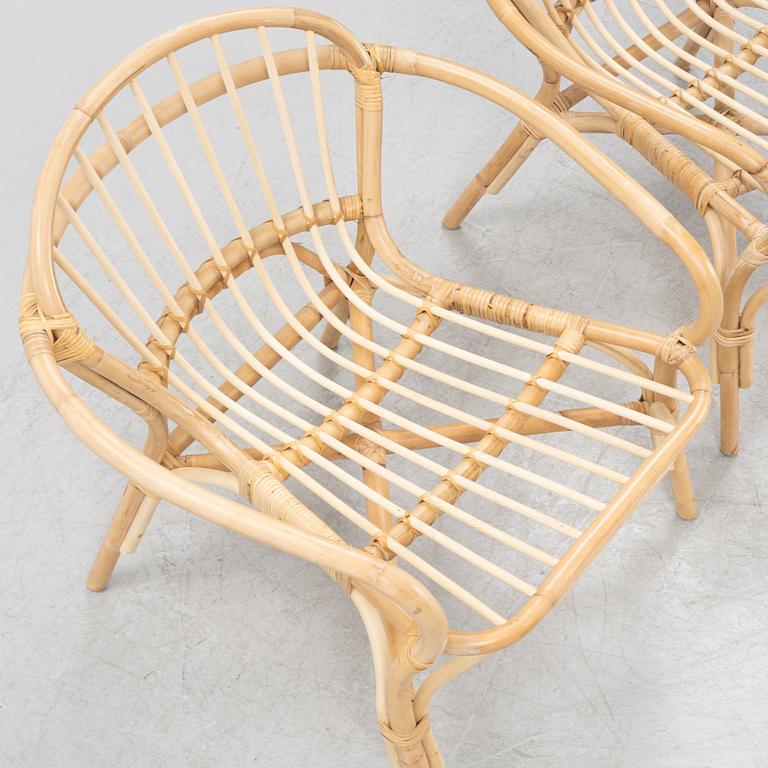 Knut Hagberg & Marianne Hagberg, a pair of 'Albacken' rattan and bamboo easy chairs, IKEA.