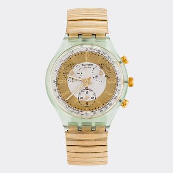 SWATCH, Chrono, Golden Globe, wristwatch, 37.3 mm.