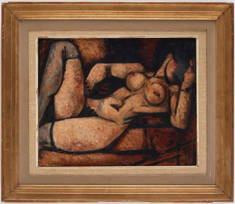 Marcel Gromaire, "NU COUCHÉ aux bas gris".