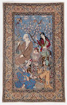 Isfahan, semi-antique, figural, approx. 170 x 105 cm.