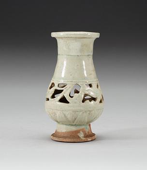 A pale celadon glazed vase, Yuan dynasty (1271-1368).