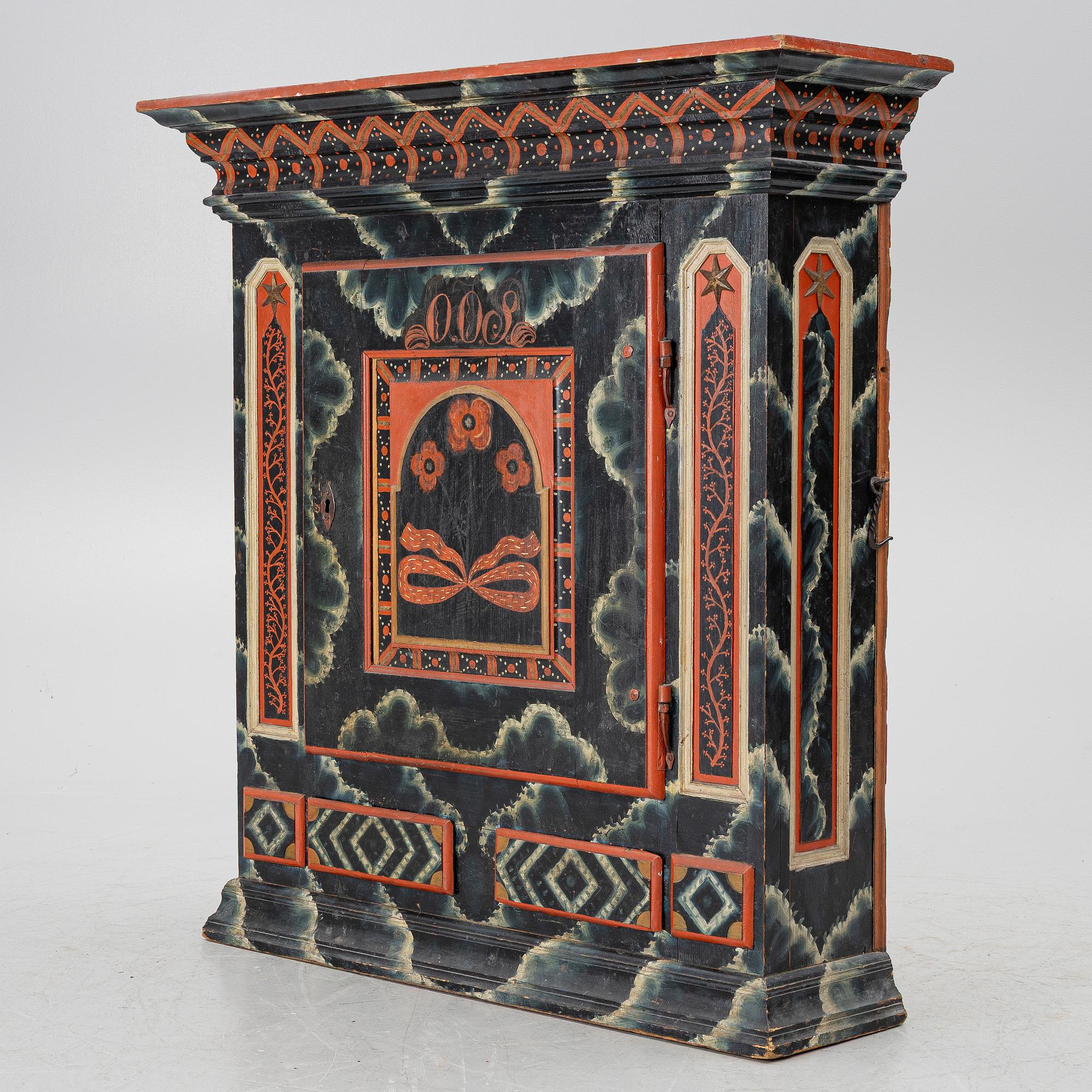 Hängskåp, allmoge, Järvsö, Hälsingland. Omkring 1795-1800.