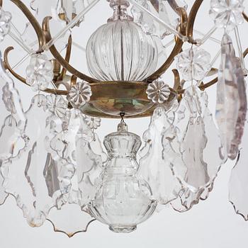 A Swedish Rococo 18th century six-light chandelier.