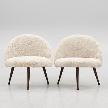 A pair of Scandinavian Modern lounge chairs, 1950's.