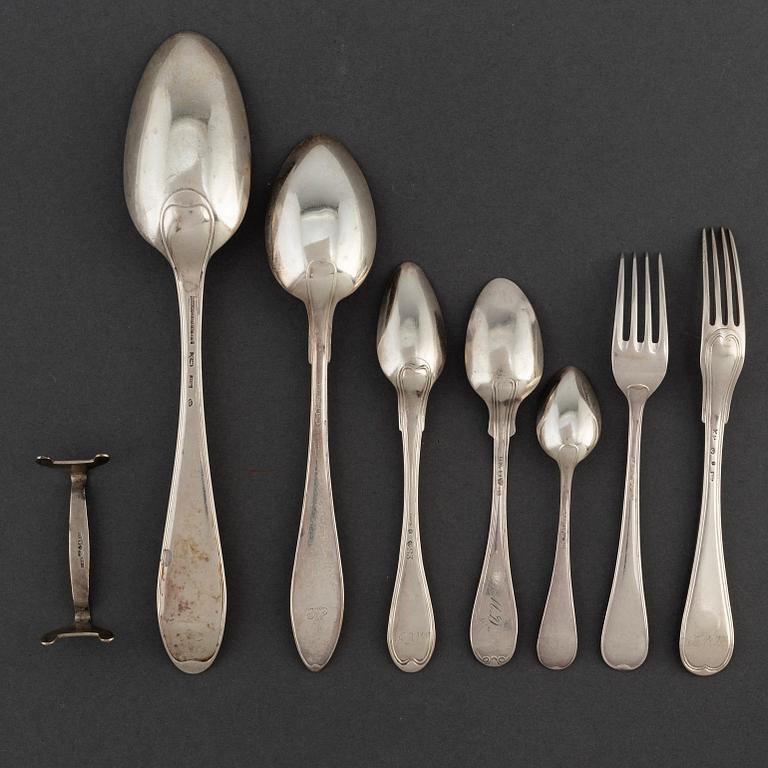 63 psc silver cutlery, Sweden 19th/20th century.