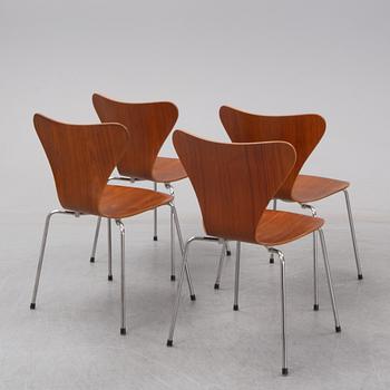 Arne Jacobsen, stolar, 4 st, "Sjuan", Fritz Hansen, Danmark.