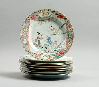 TALLRIKAR, 6+2+1 st, porslin, Kina, Qianlong, 1700-tal.