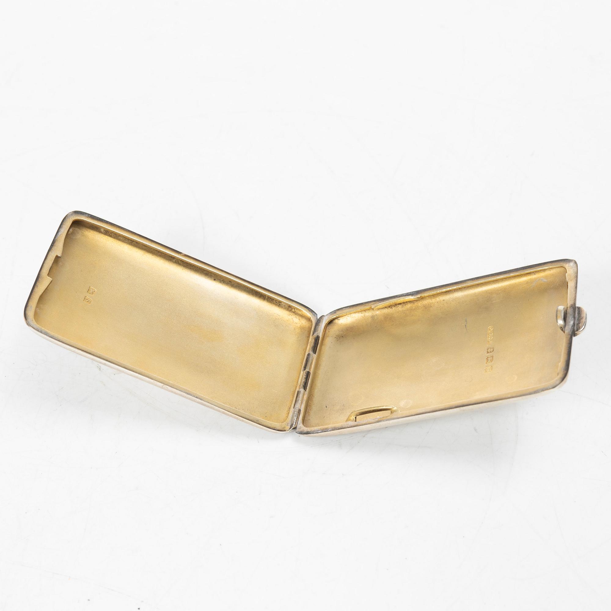 Cigarettetui, silver, Dingley Brothers, Birmingham, England, 1960-tal, samt ask, silver, Art Deco-stil, 1930-1950-tal.