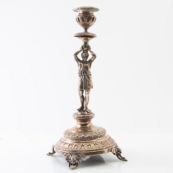 Candelabras, a pair of silver plate, late 19th century, Renaissance style.
