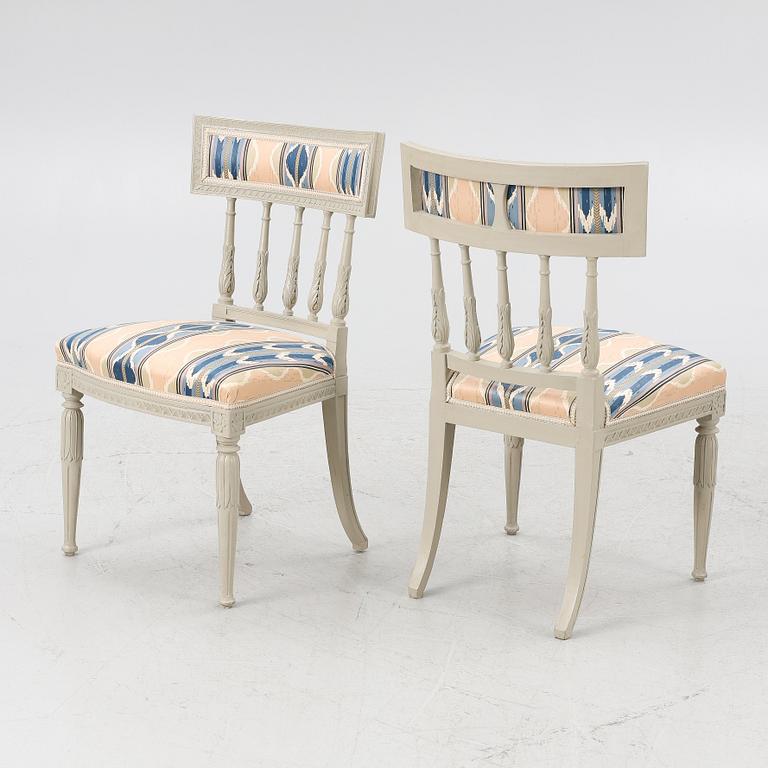 Chairs 5 pcs by Johan Hammarstöm, (master in Stockholm 1794-1812), late Gustavian.