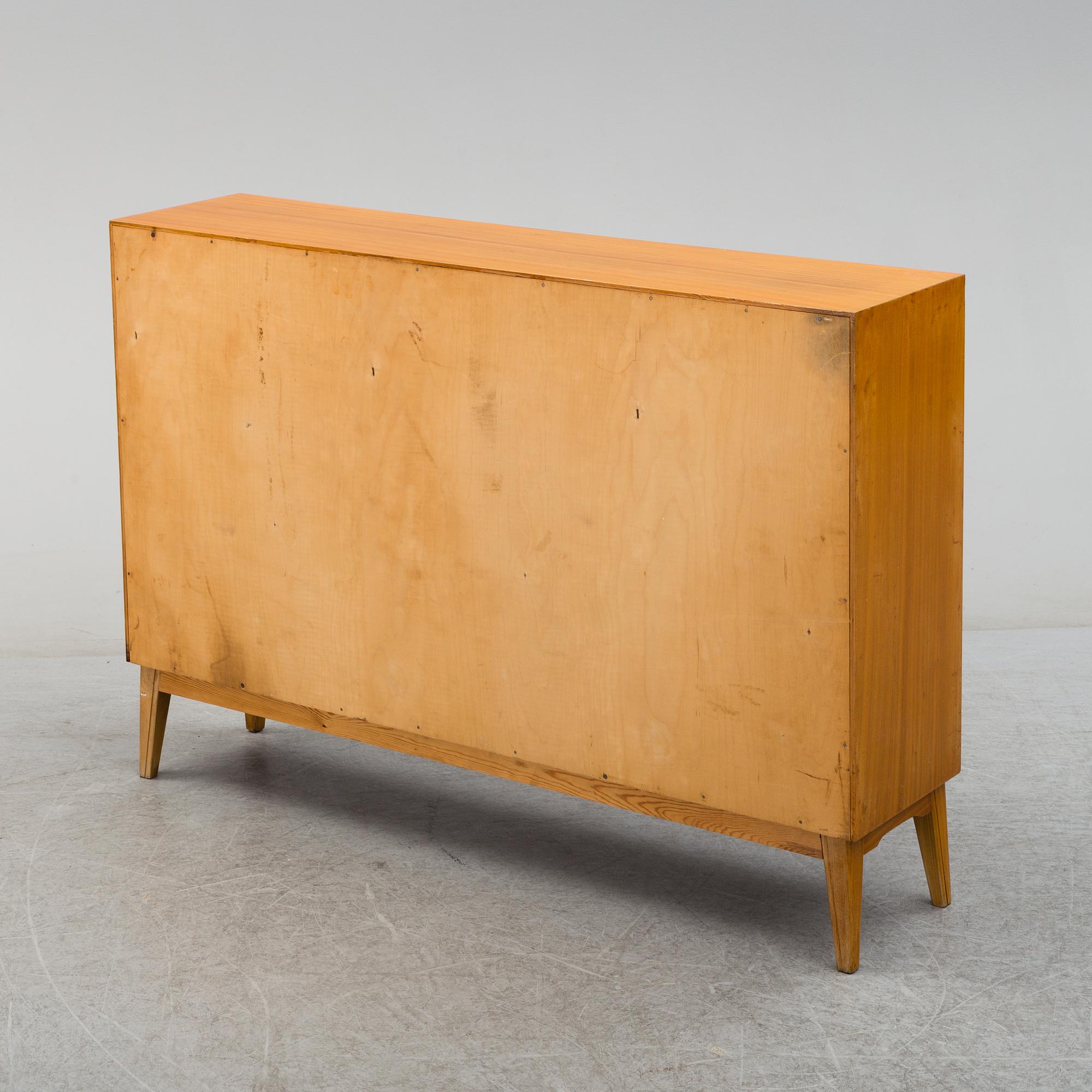 An elm and burr birch veneered bookcase, 1940's.