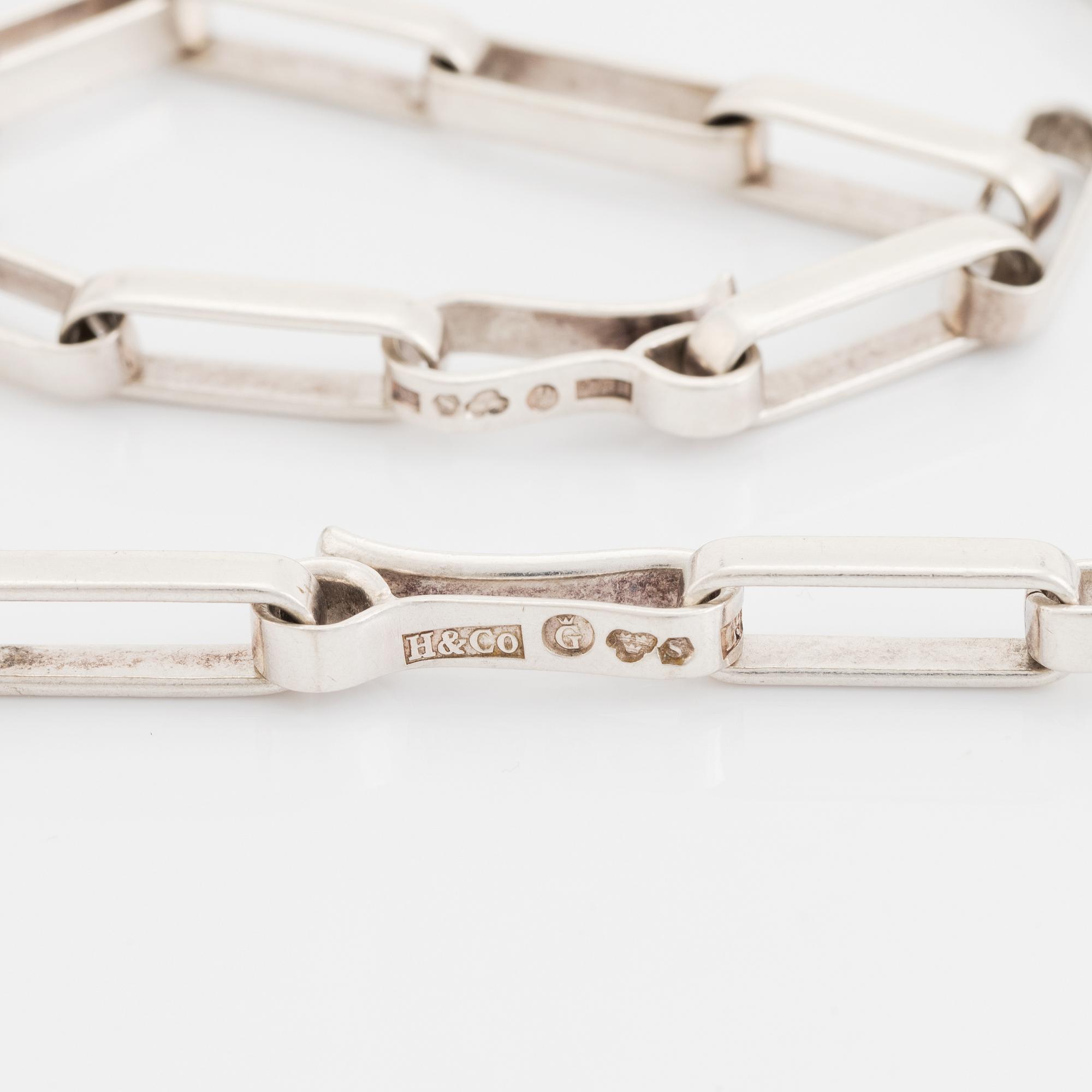 Necklace and bracelet, silver, Cecilia K I Johansson, Göteborg, 1961.