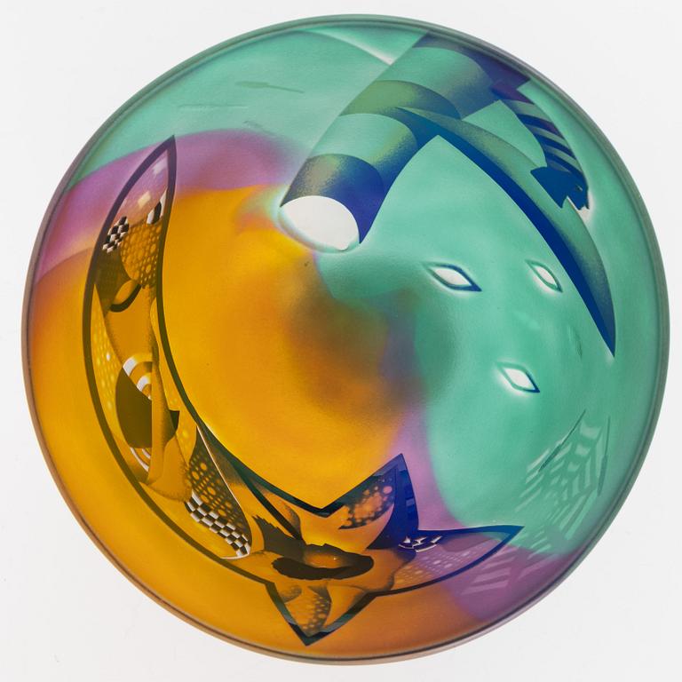 Bertil Vallien, a unique blasted glass bowl, Kosta Boda, Sweden.