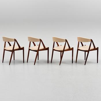 KAI KRISTIANSEN, four rosewood 'Pige' chairs from Denmark, 1960's.