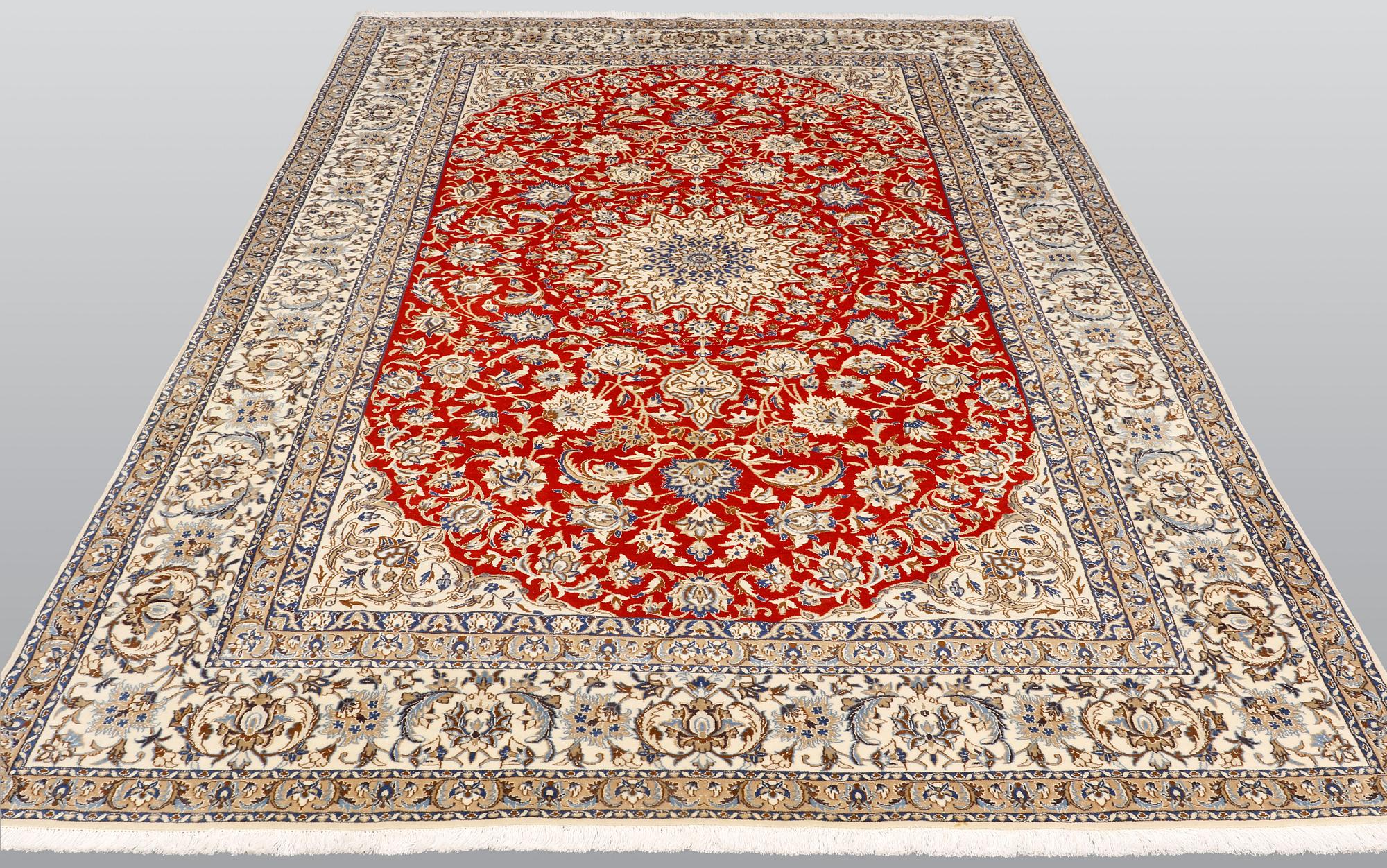 A carpet, Nain part silk so called 9LAA, ca 317 x 202 cm.