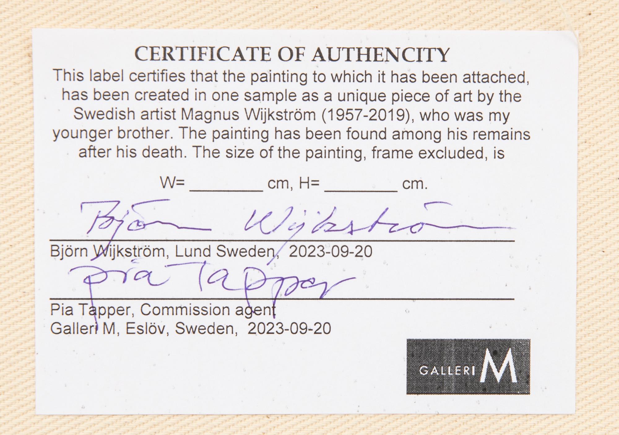 Magnus Wijkström, oil on canvas, unsigned.