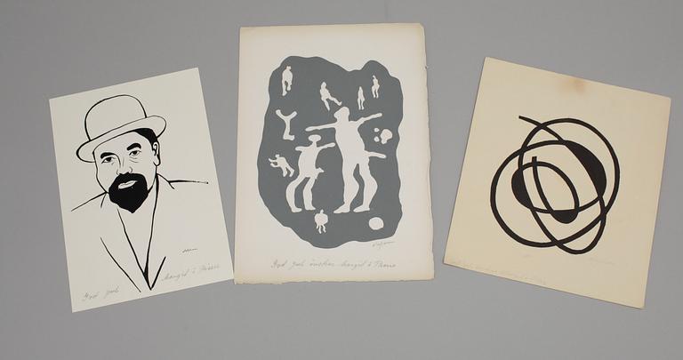 PIERRE OLOFSSON, 3 st, litografier, signerade.