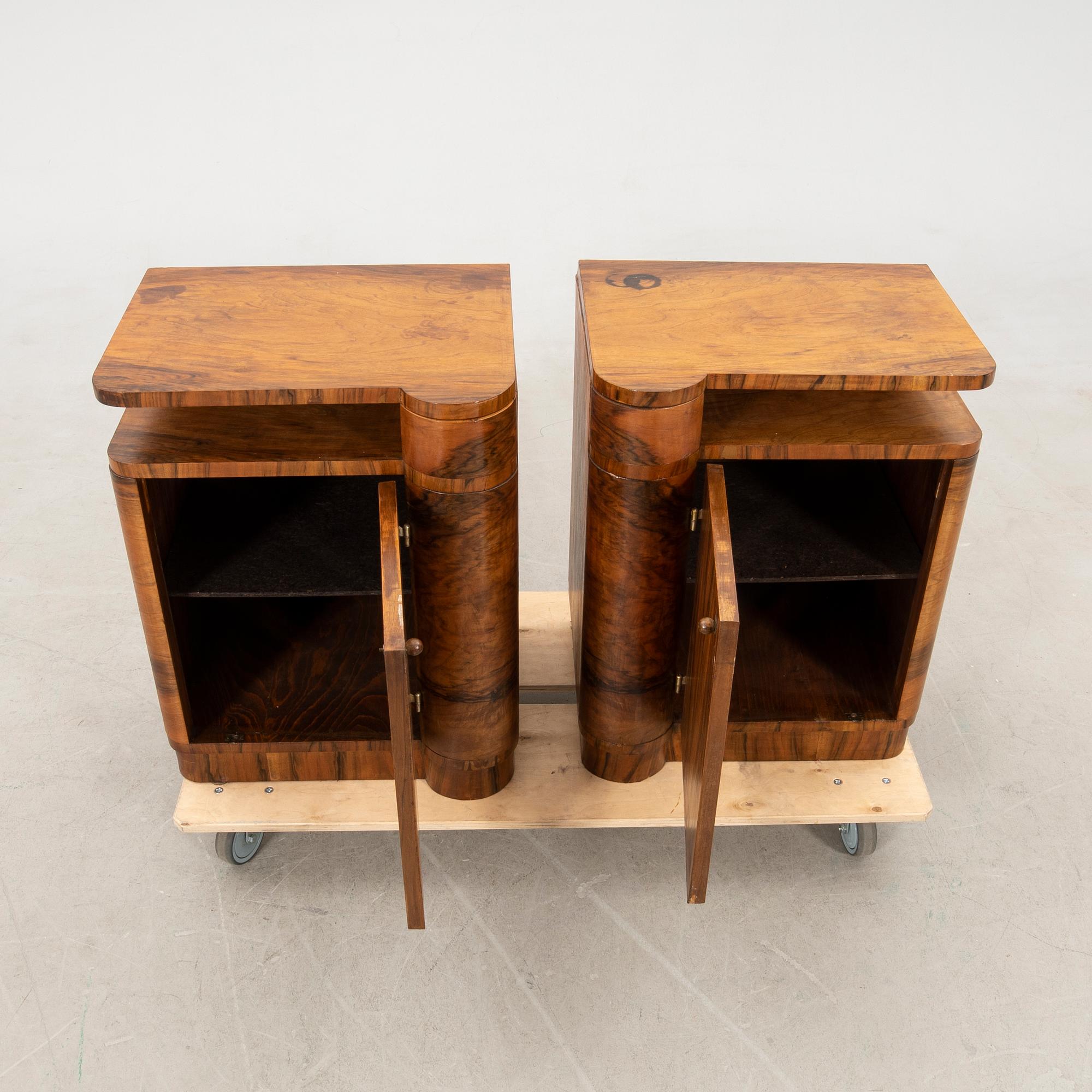 Bedside tables, a pair, Art Deco, first half of the 20th century ...