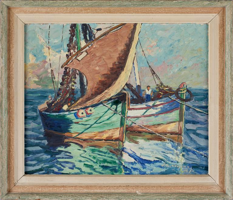 JAN SIGFRID ALFONS CARLSSON, olja på pannå, sign o dat 45.
