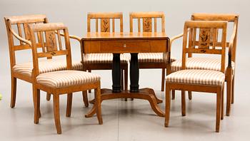 SALONGSMÖBLEMANG, 7 delar, Karl Johanstil, sign C J Svensson, Göteborg 1925.