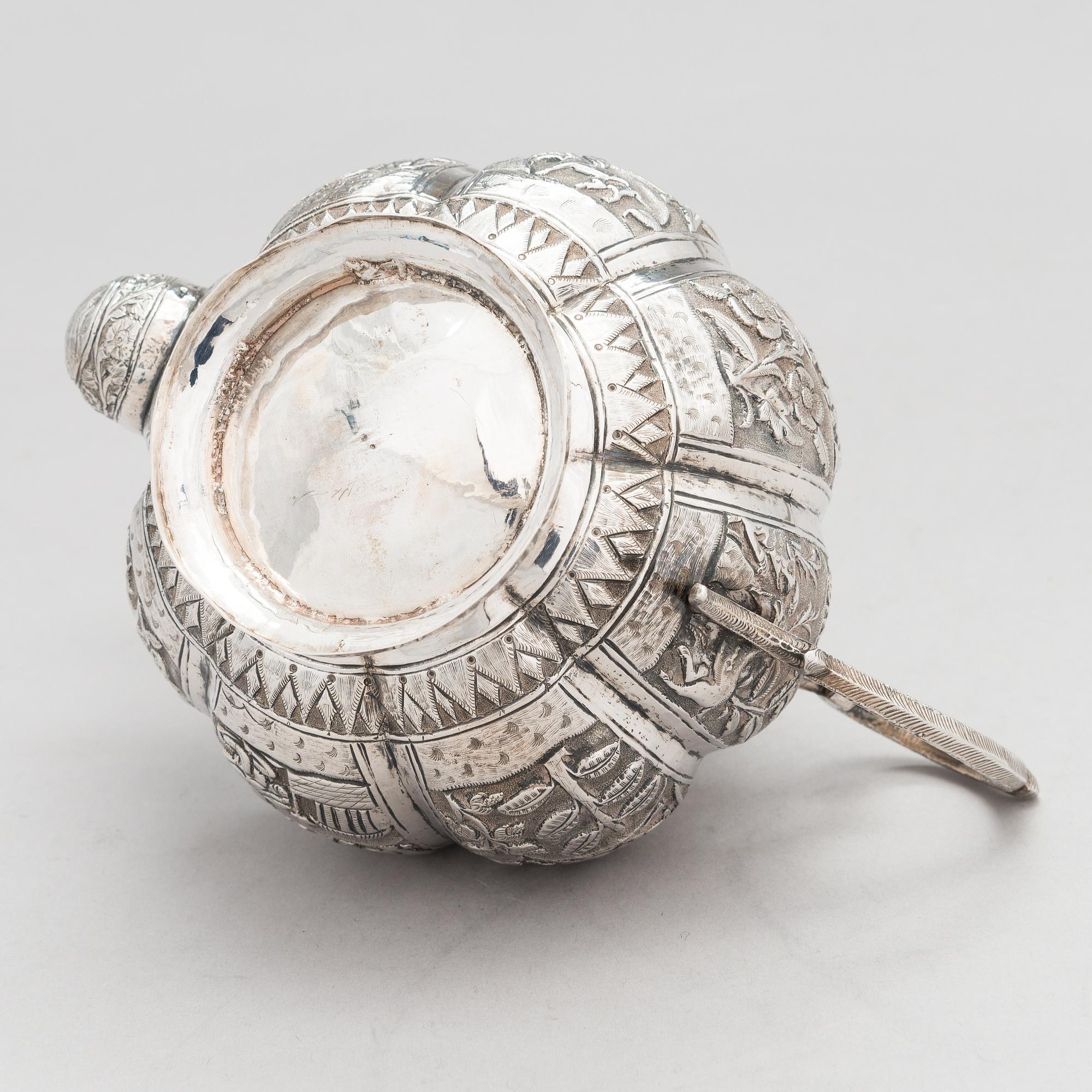 Teservis, 3 delar, österländskt silver, sannolikt 1900-talets mitt.