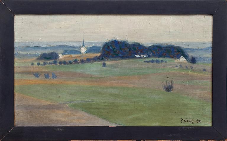 FRITZ KÄRFVE, olja på pannå, signerad och daterad 1900.