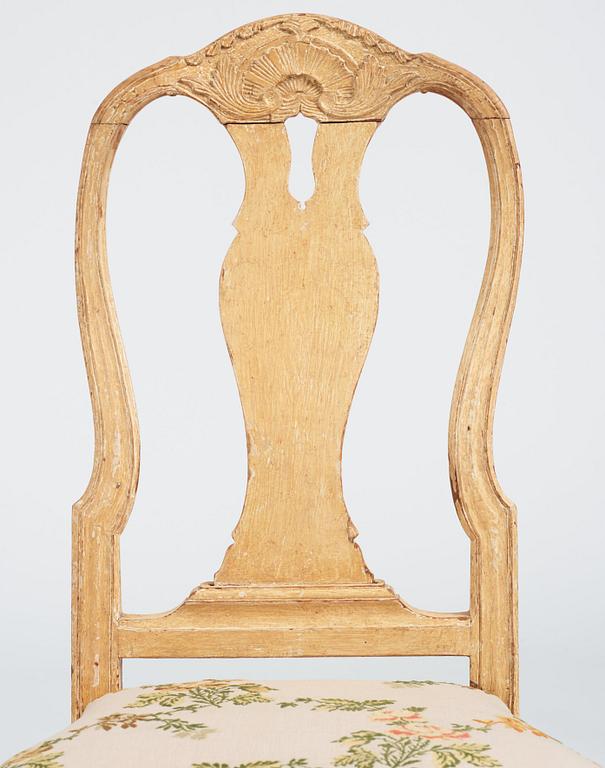 Stolar, fem stycken (3+2), tillskrivna Johan Erik Höglander (mästare i Stockholm 1777-1813),  Rokoko.
