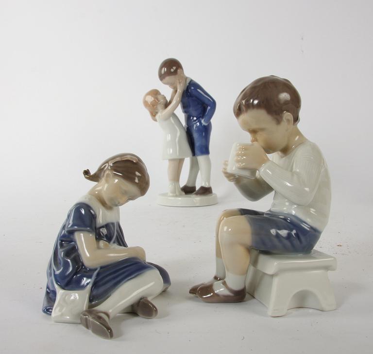 FIGURINER, 4 st, porslin, Bing & Gröndal, Danmark.