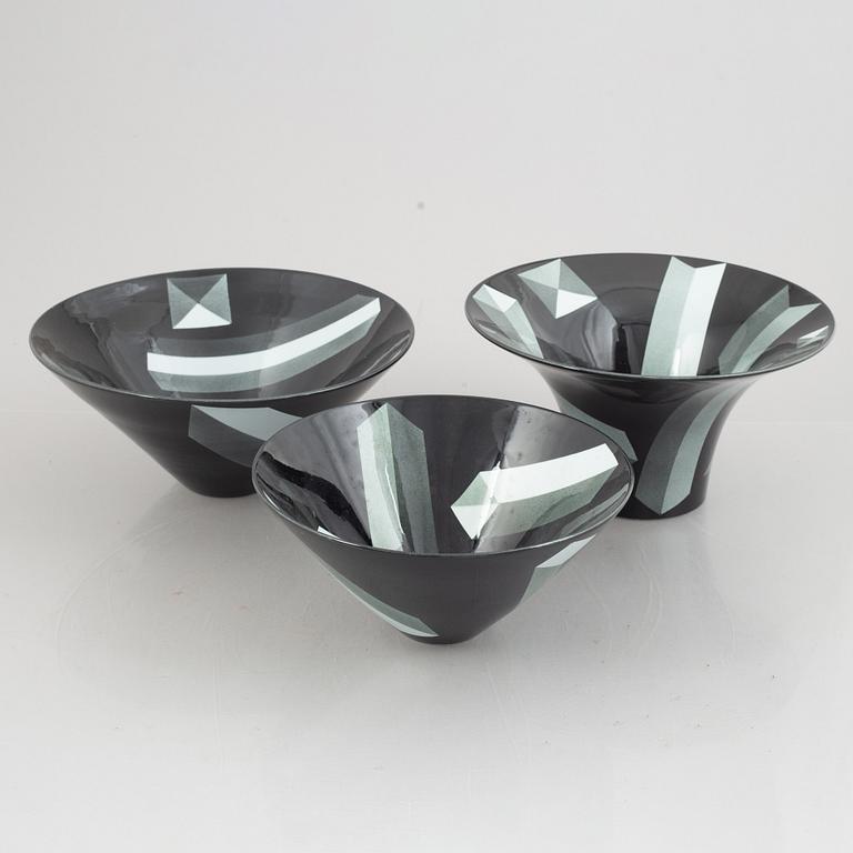 Rolf Sinnemark, three 'Atlantis' stoneware bowls, Rörstrand.