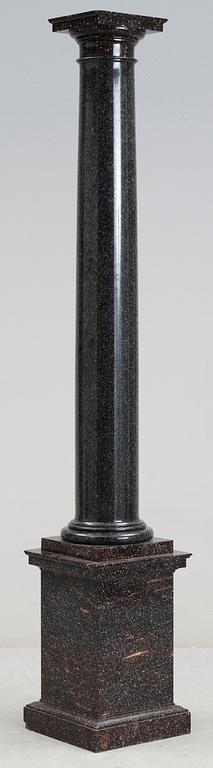 A Swedish 19th century porphyry base and column.